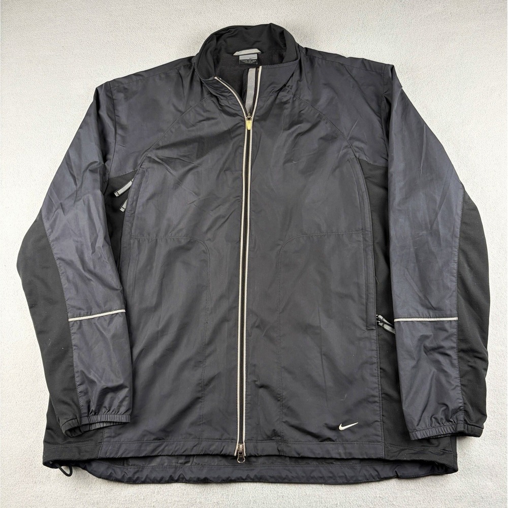 Nike Windbreaker Jacket Black Men's 3XL Full Zip Lightweight Stand-Up Collar